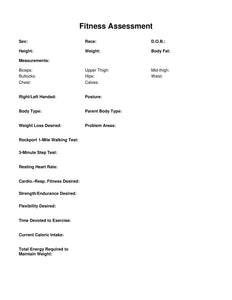 Fitness Assessment Forms (Word and Pdf format)