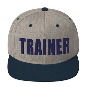 Personal Trainer Snapback Hat Gray with Navy Blue Trim