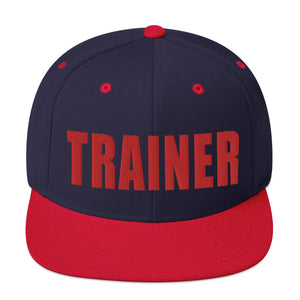 Personal Trainer Snapback Hat Navy Blue with Red Trim