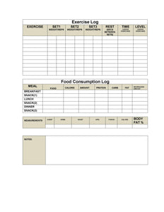 Exercise Log Sheet for Personal Trainer