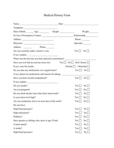 Questionnaires and Medical History Forms