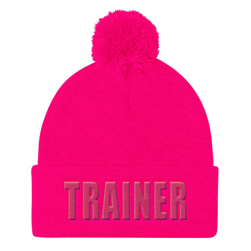 Personal Trainer Pink Pom Pom Knit Cap